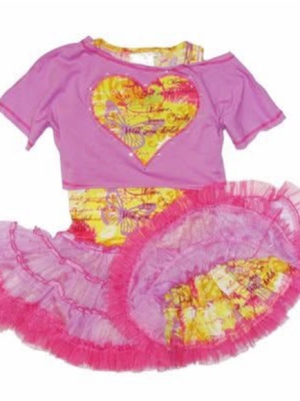NWT Ooh! La, La! Couture 12M Tutu Dress Set Love Letter Y2K Pink Rhinestone